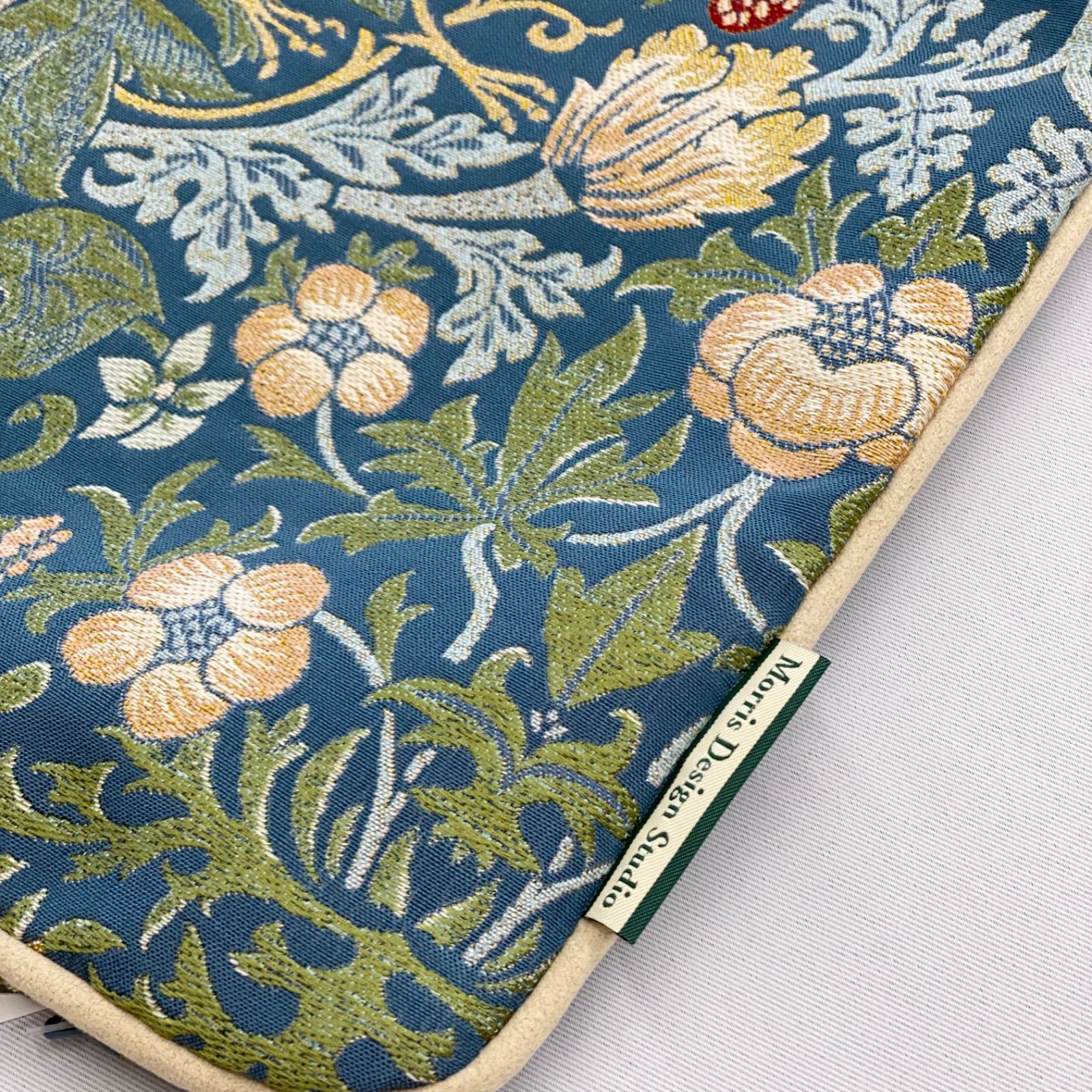 いちご泥棒 クッションカバー ウィリアム モリス 川島織物 ブルー