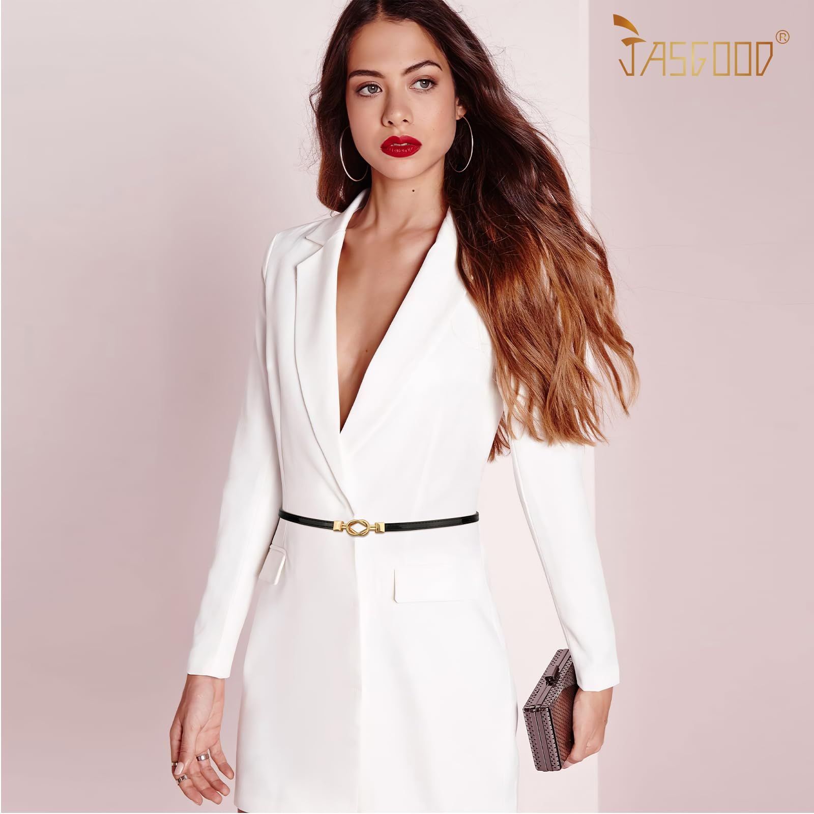  仕事 スーツ おしゃれ 結婚式 スカートベルト 大きいサイズ 本革 レディース 無階段サイズ調整 細ベルト ウエストマーク JASGOOD ベルト キッズファッション小物