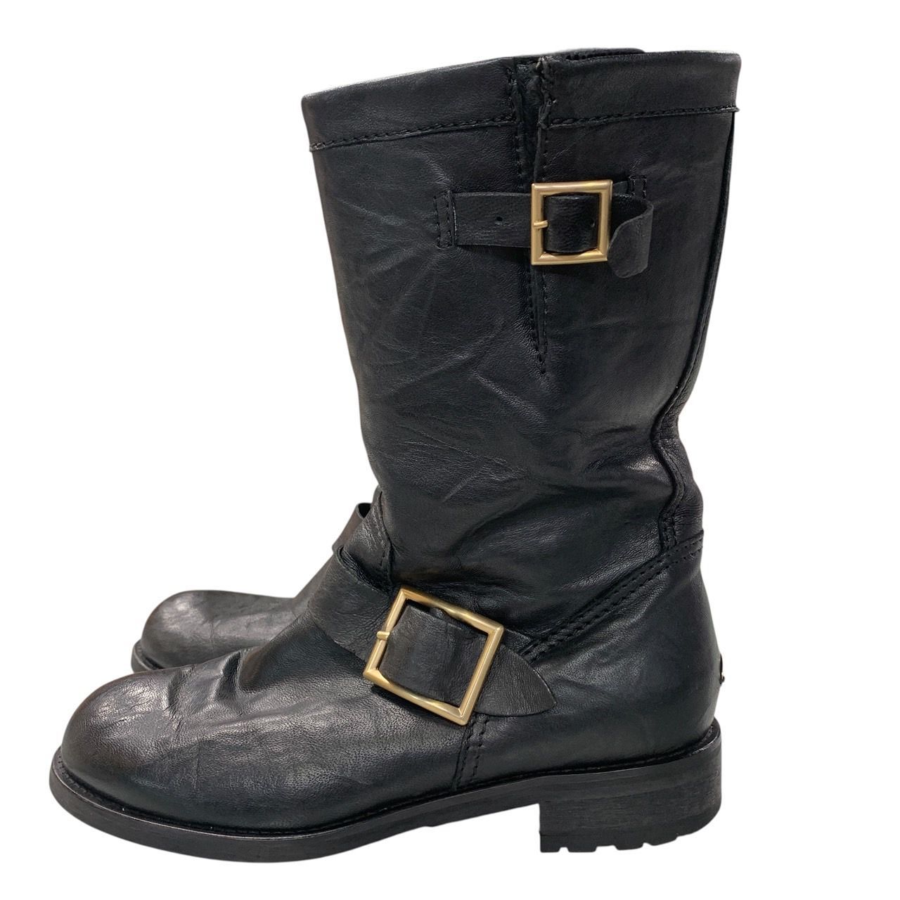 JIMMY CHOO ブラック エンジニアブーツ JIMMY CHOO ジミーチュウ ショートブーツ スエード エンジニア