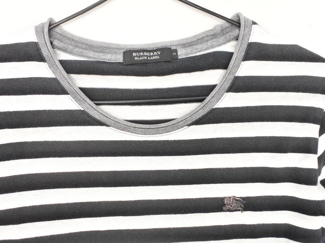 BURBERRY LONDON◆長袖カットソー/2/レーヨン/BEG/ボーダー/FBA54-046 BURBERRY LONDON(バーバリーロンドン) / 長袖カットソー/2