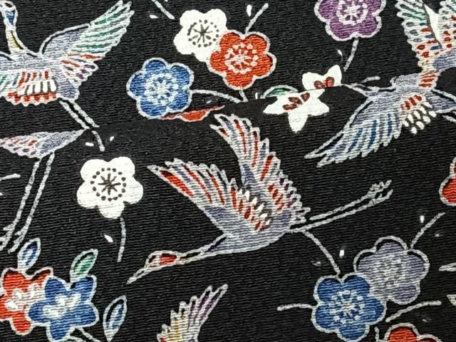 平和屋着物○上質な小紋 型染め 枝花文 黒地 正絹 逸品 CAAU1860yc