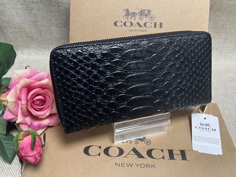 コーチ COACH 長財布 財布 スネーク型押し クロコダイル レザー