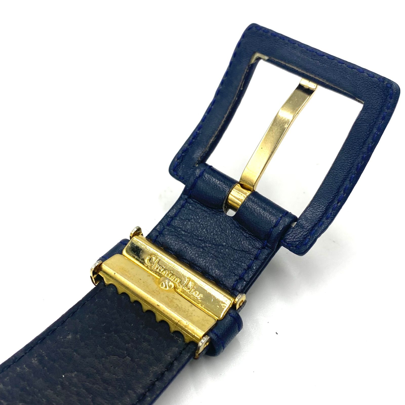 美品✨希少✨Dior ディオール ベルト ロゴ ネイビー ゴールド 金具 太め Christian Dior ネイビー ベルト 【公式通販】