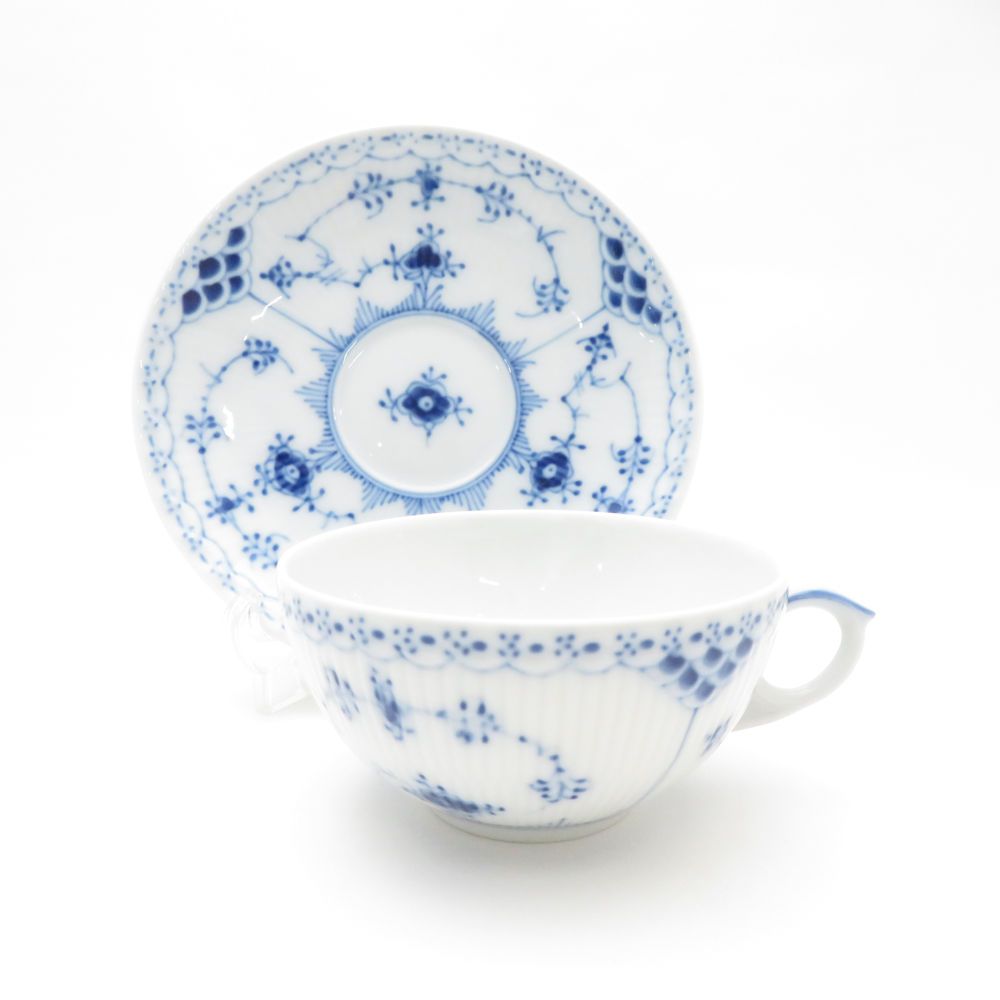 ROYAL COPENHAGEN ロイヤルコペンハーゲン ブルーフルーテッドハーフレース ティーカップ＆ソーサー SC9051G1 SKLAD-KIRPICHA_RU