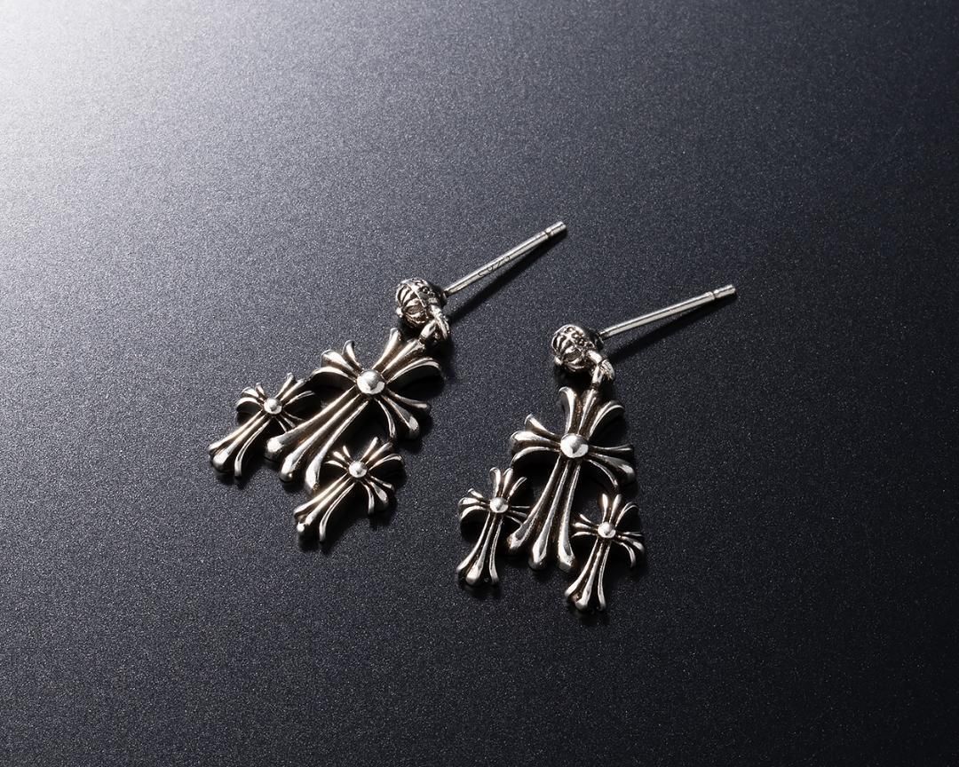 シルバー925製 ピアス トリプル クロス 刻印あり2個セット 72