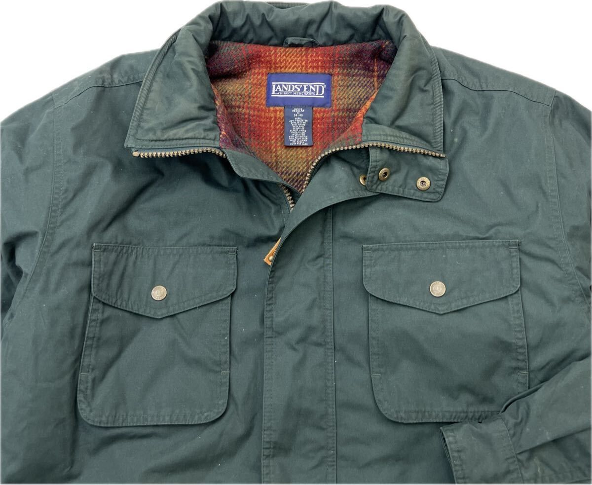 90s ☆ LANDS END ランズエンド 中綿 グリーン ジャケット アウトドア