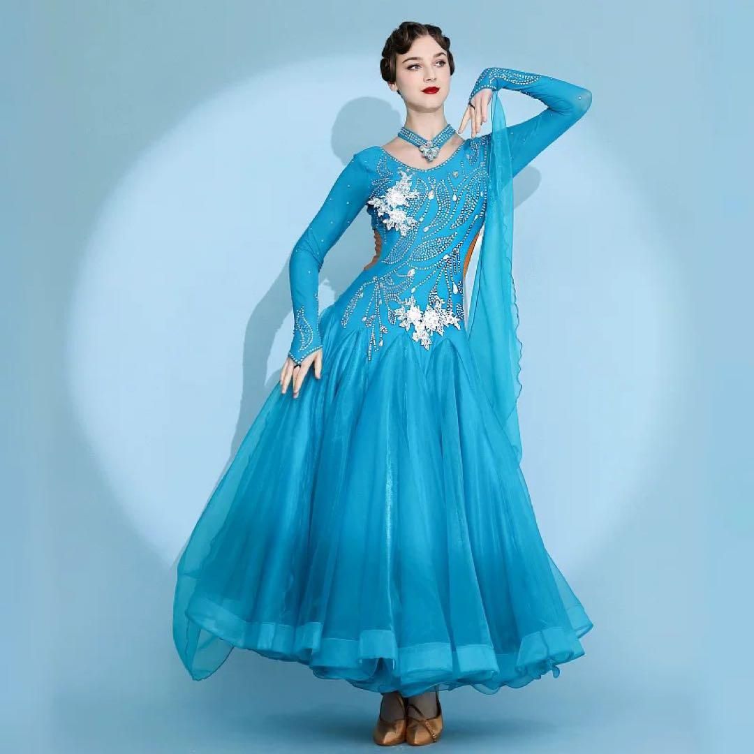 ♥ スタンダードダンスドレス 発表会に最適 チョーカー＆フロート付き