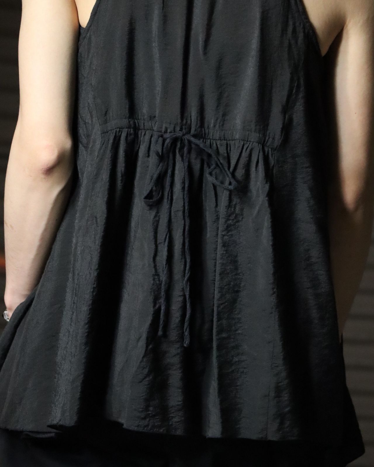pleated sheer sleeveless cardigan black 90s 00s ランダムプリーツ