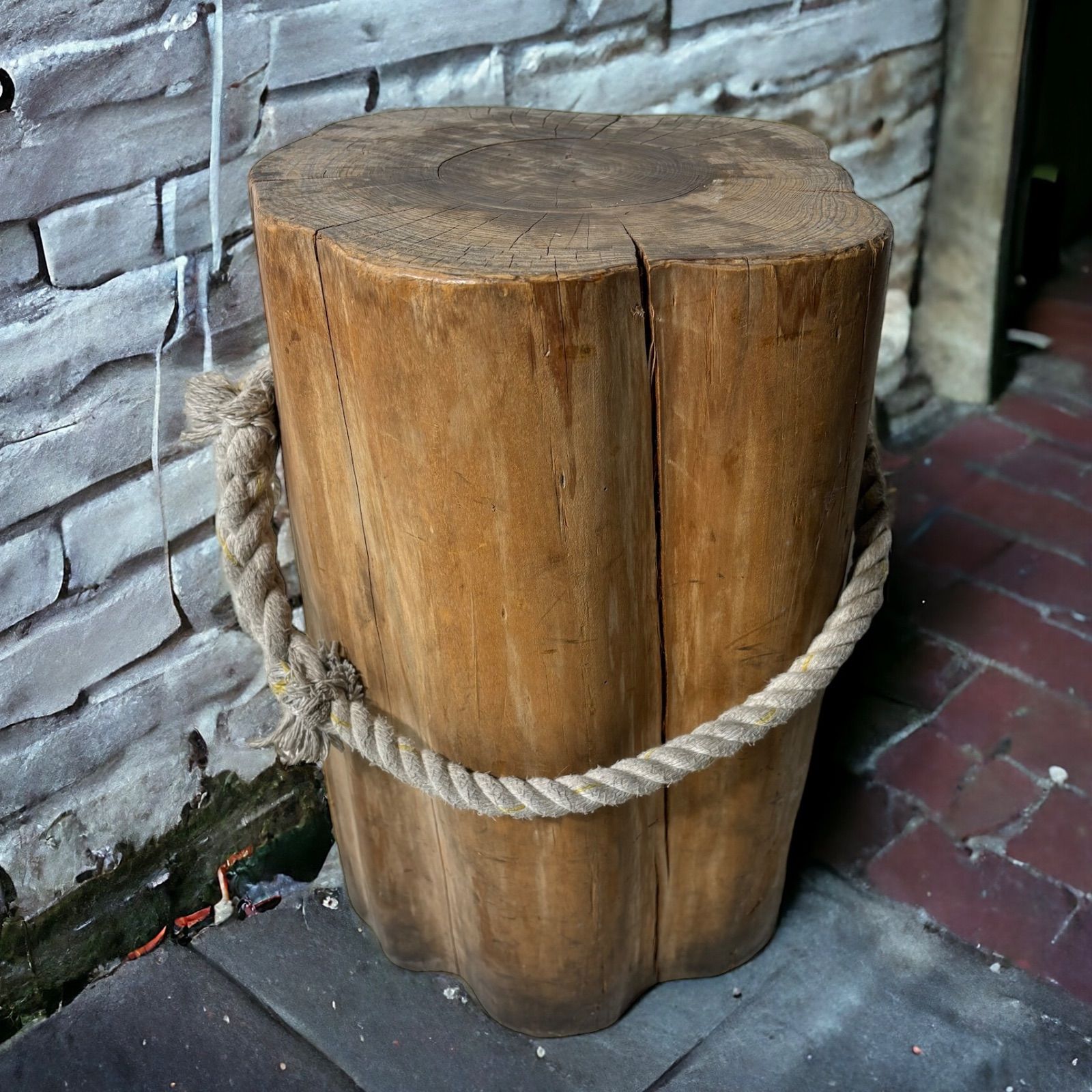 木製スツール [ひも付き] ウッドチェア 天然木 丸太椅子 切り株椅子 丸太 切り株 腰かけ 椅子 アンティーク