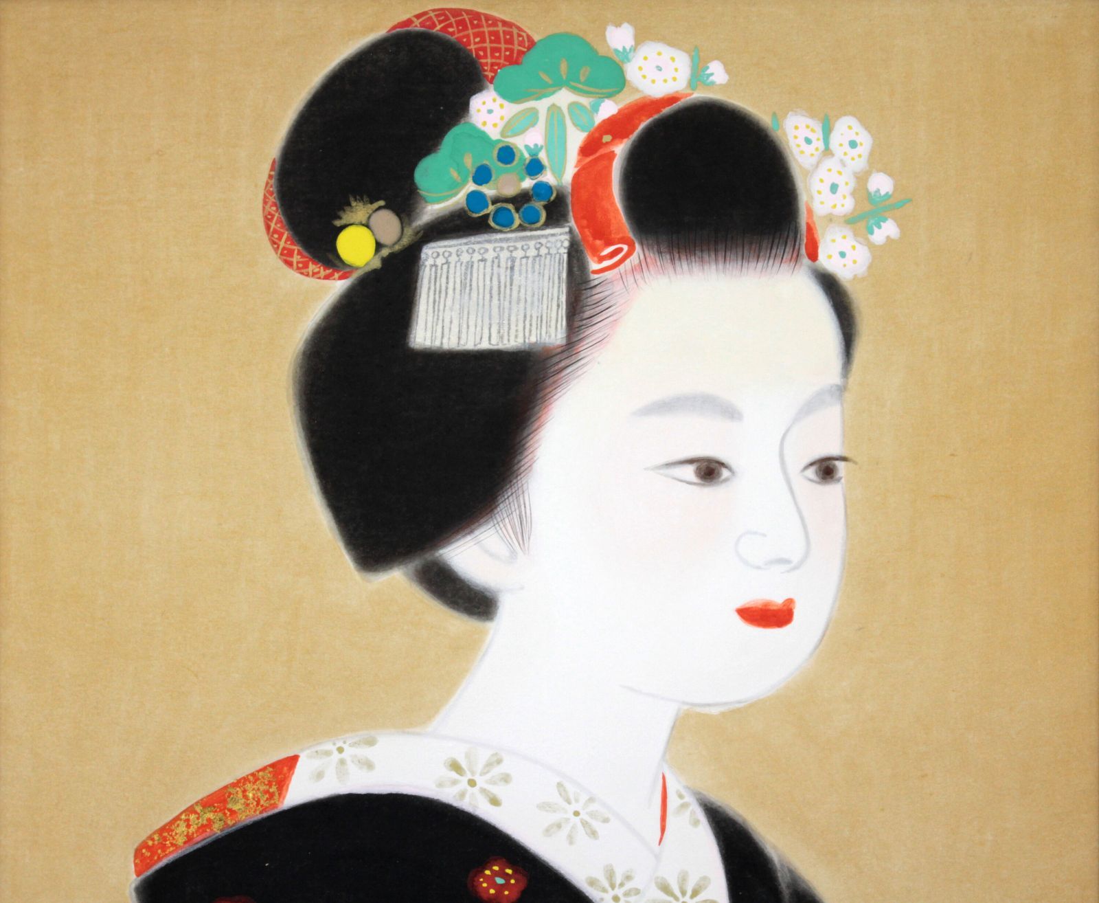 山平貞信 「初春」 日本画 絵画 山平貞信 『初春』 日本画 - 北海道画廊