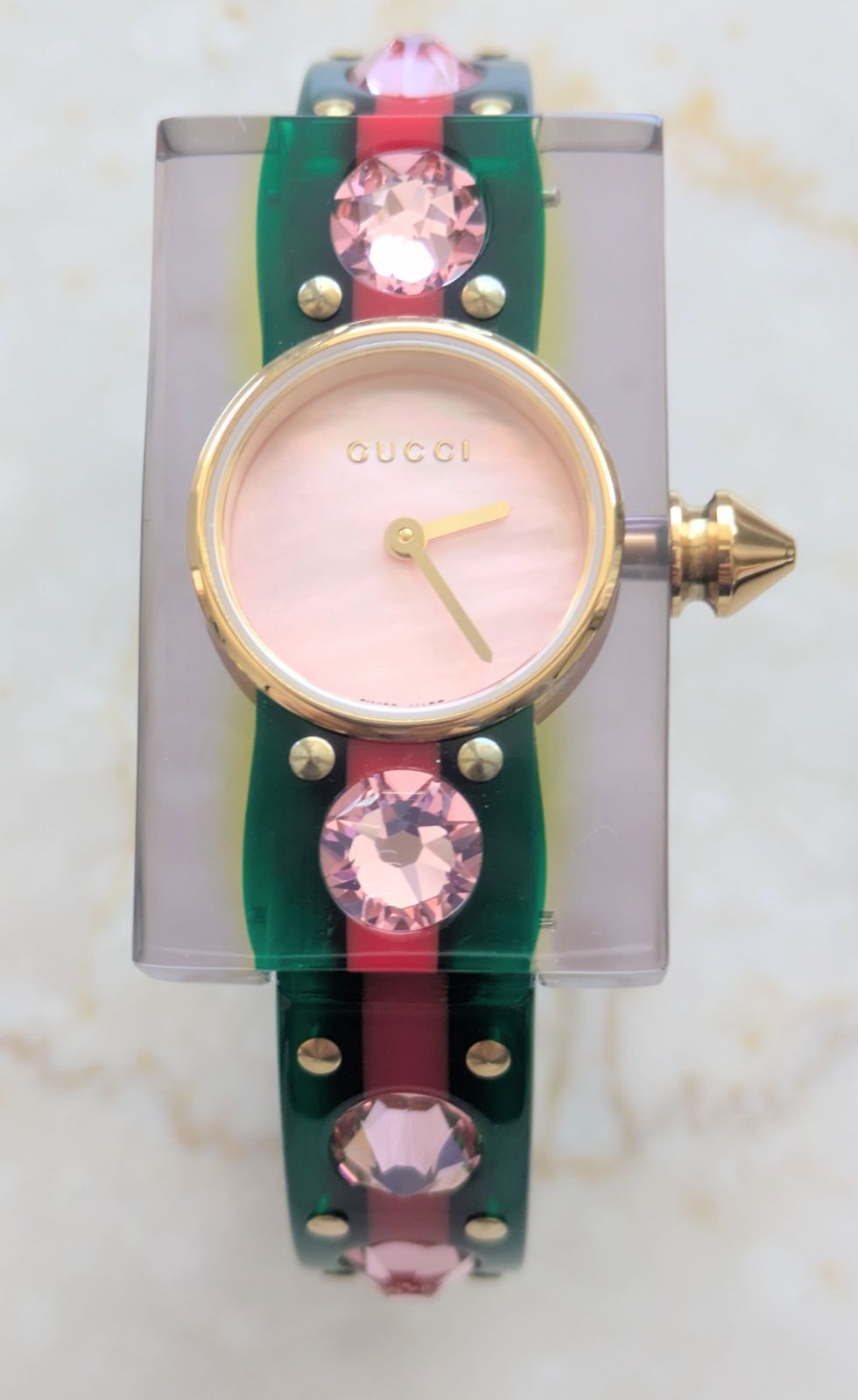 新品未使用　GUCCI　腕時計　YA143525　レディース　プレキシグラス 新品未使用 GUCCI グッチ 腕時計 レディース ヴィンテージウェブ