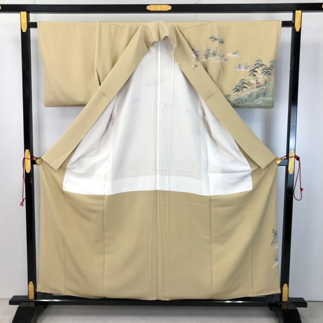 訪問着 作家物 風景 松花模様 波に舟 蒸栗色 K-5409