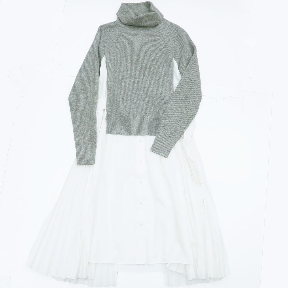 Sacai ドッキングワンピース SCW-044 タートルニット切り替え シャツ