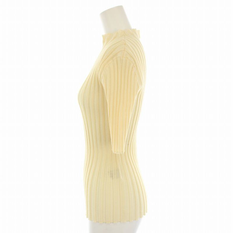 イロット IIROT 24SS ドライリブニット DRY RIB KNIT セーター ハイネック 五分袖 1 アイボリー 025-024-KT68 /YT ■BM レディース 中古】イロット IIROT 24SS ドライリブニット DRY RIB KNIT