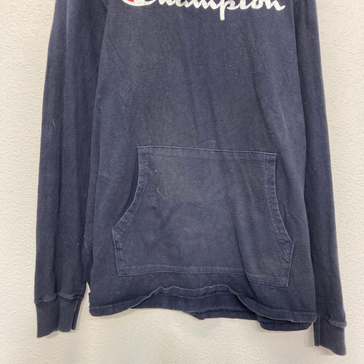 champion プリント スウェット パーカー チャンピオン L ネイビー プルオーバー 古着卸 アメリカ仕入 a608-5435 - メルカリ