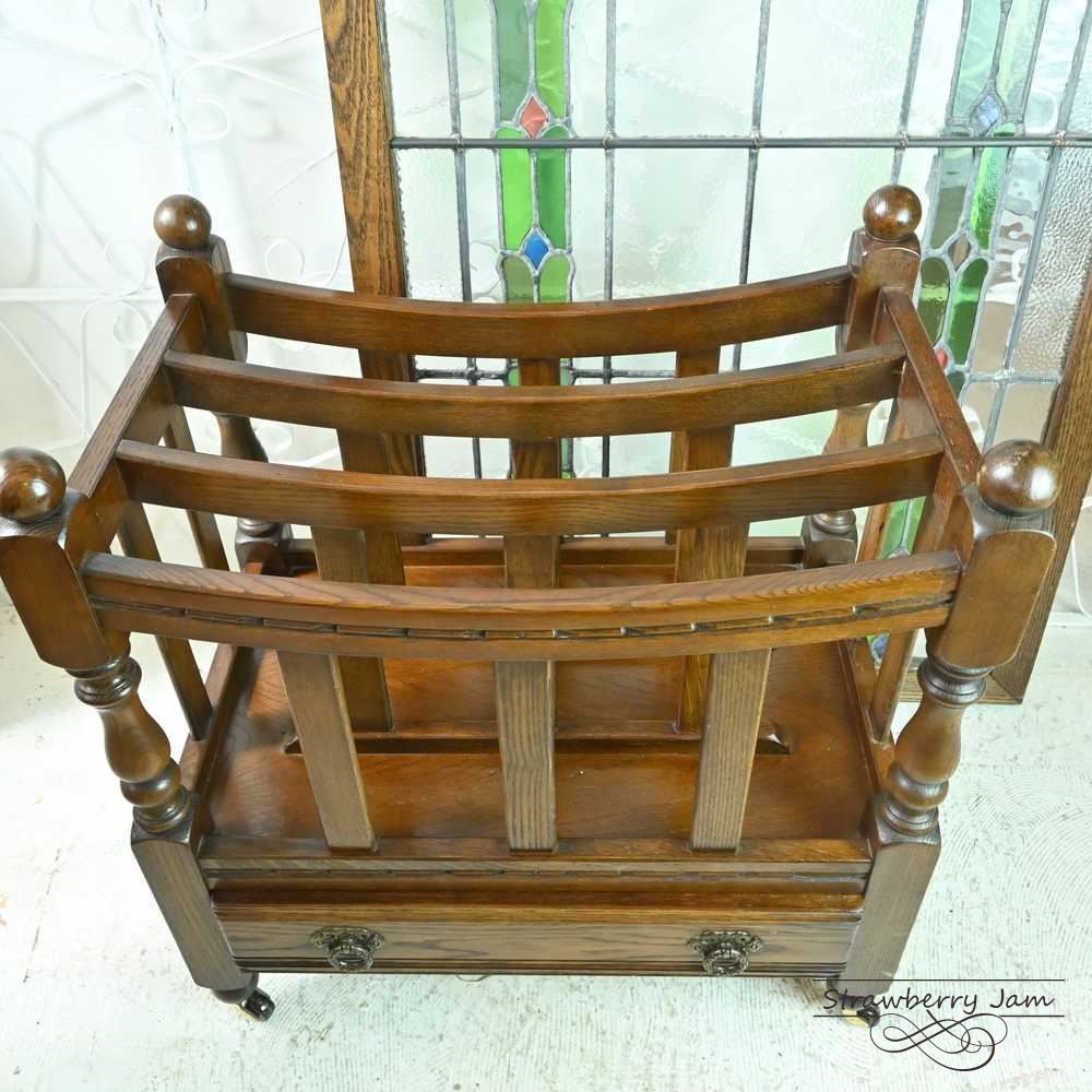 イギリス アンティーク 家具 マガジンラック 新聞/楽譜入れ 収納 6803c