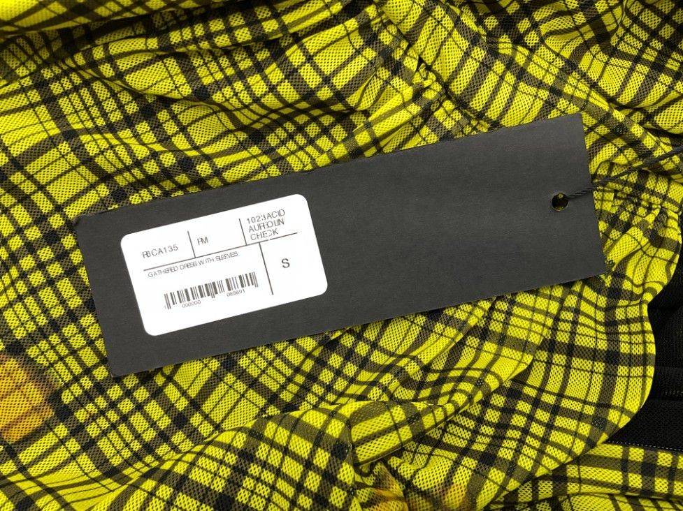 【未使用品】rokh ギャザーチェックドレス 定価119900円 未使用 rokh ロク S イエロー×ブラック ギャザーチェックドレス