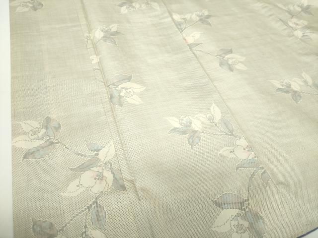 平和屋着物○本場大島紬 白大島 9マルキ 枝花文 正絹 逸品 DAAY1466ps