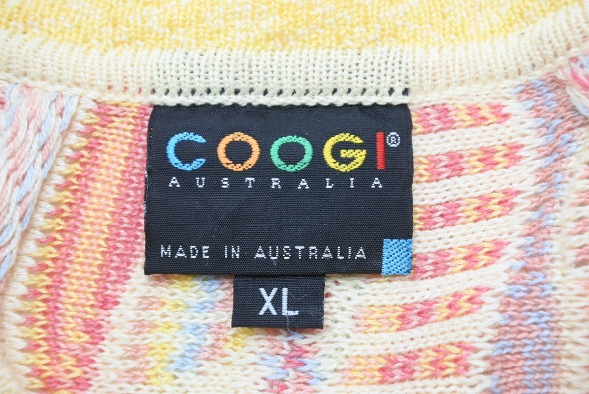 COOGI クージー ニット・セーター 3D立体ニット 編み込み マルチカラー ピンクイエロー系 サイズXL 美品  49226