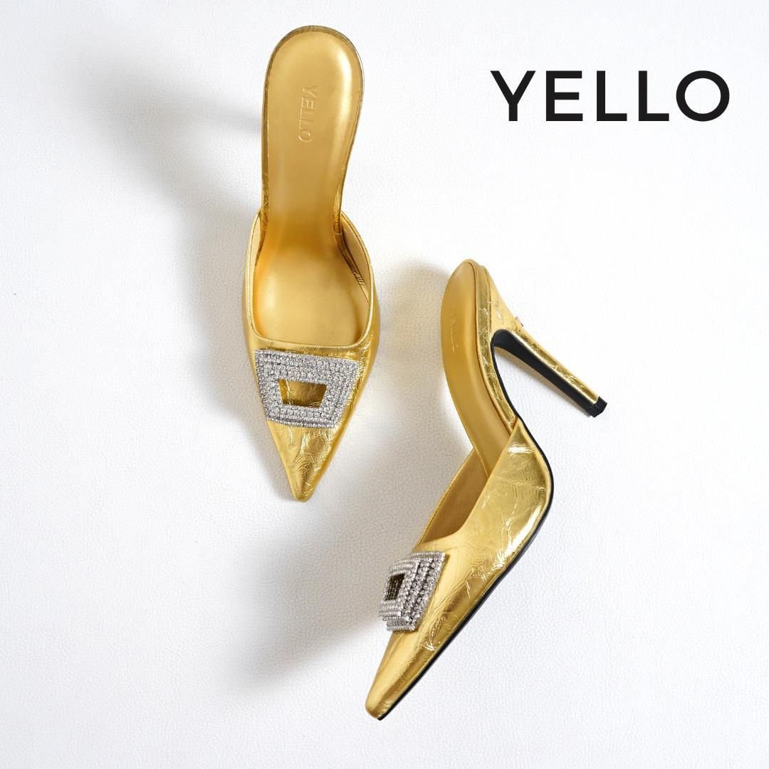 536y* YELLO ビジューバックル パンプス ミュール