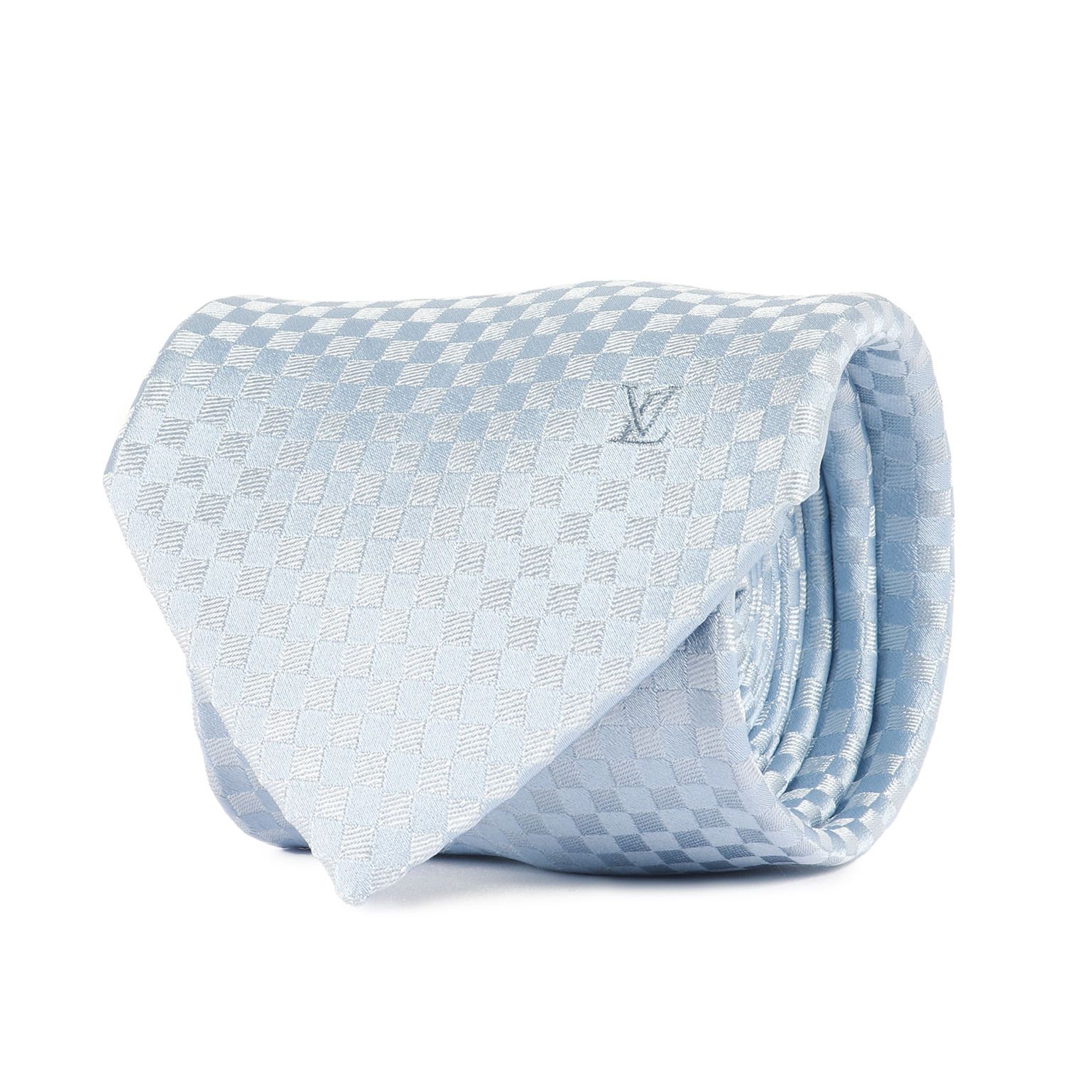 LOUIS VUITTON ルイヴィトン ネクタイ | ダミエ シルク ネクタイ | ペールブルー | イタリア製 | フォーマル ビジネス ファッション アイテム 小物 雑貨 メンズ