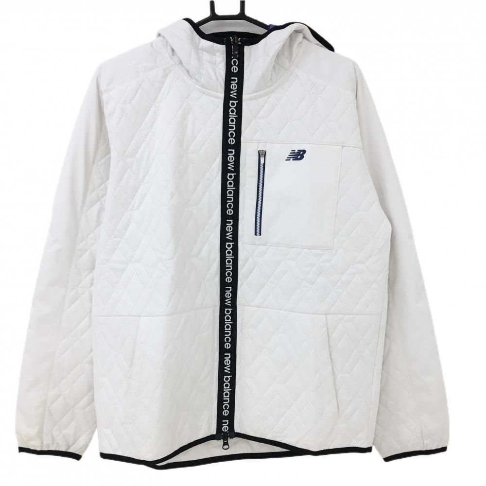 ニューバランス 中綿ジャケット 白×黒 ファスナーロゴ 薄手 メンズ 5(L  