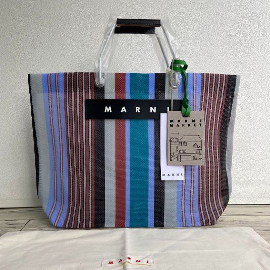 MARNI マルニ フラワーカフェ ストライプバッグ カゴバック ライト ...