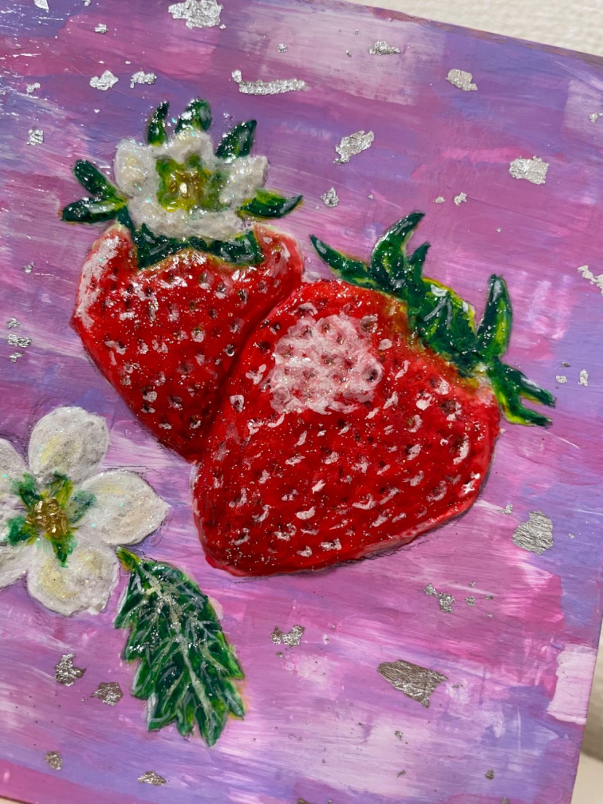 メルカリshops ゆめかわ いちご 食品サンプル アクリル絵画