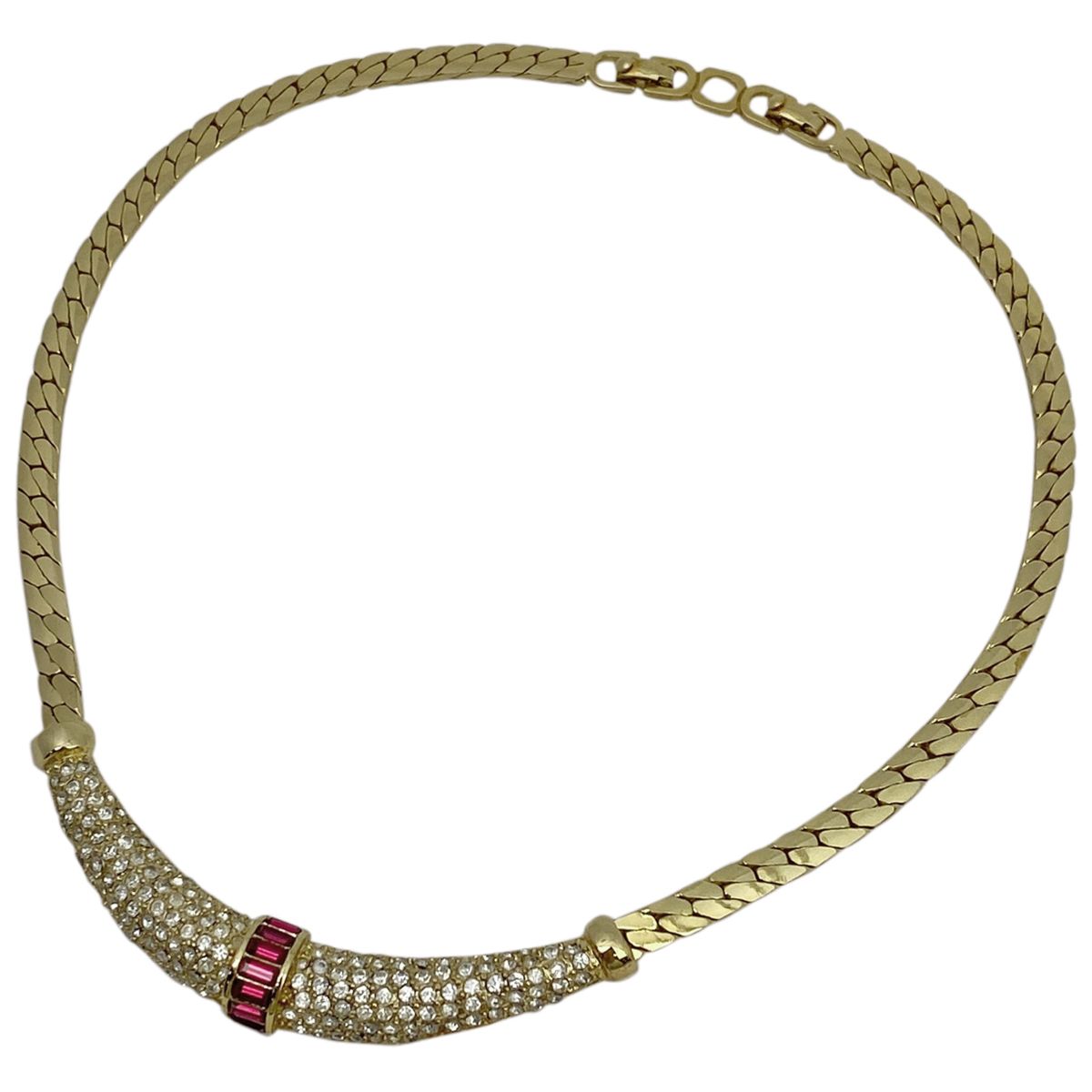 クリスチャンディオール ラインストーン デザイン ネックレス GP