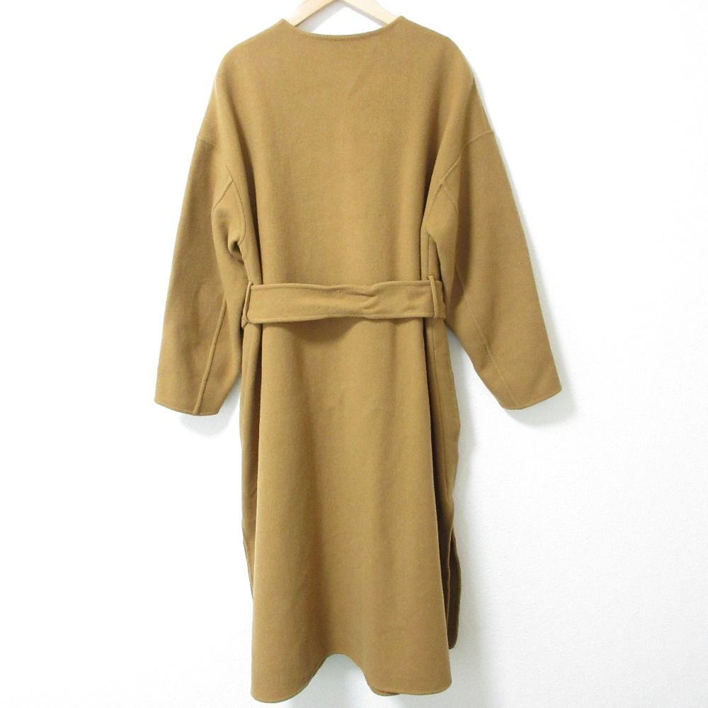 美品 ebure エブール ウール 比翼ボタン サイドスリット ノーカラー  