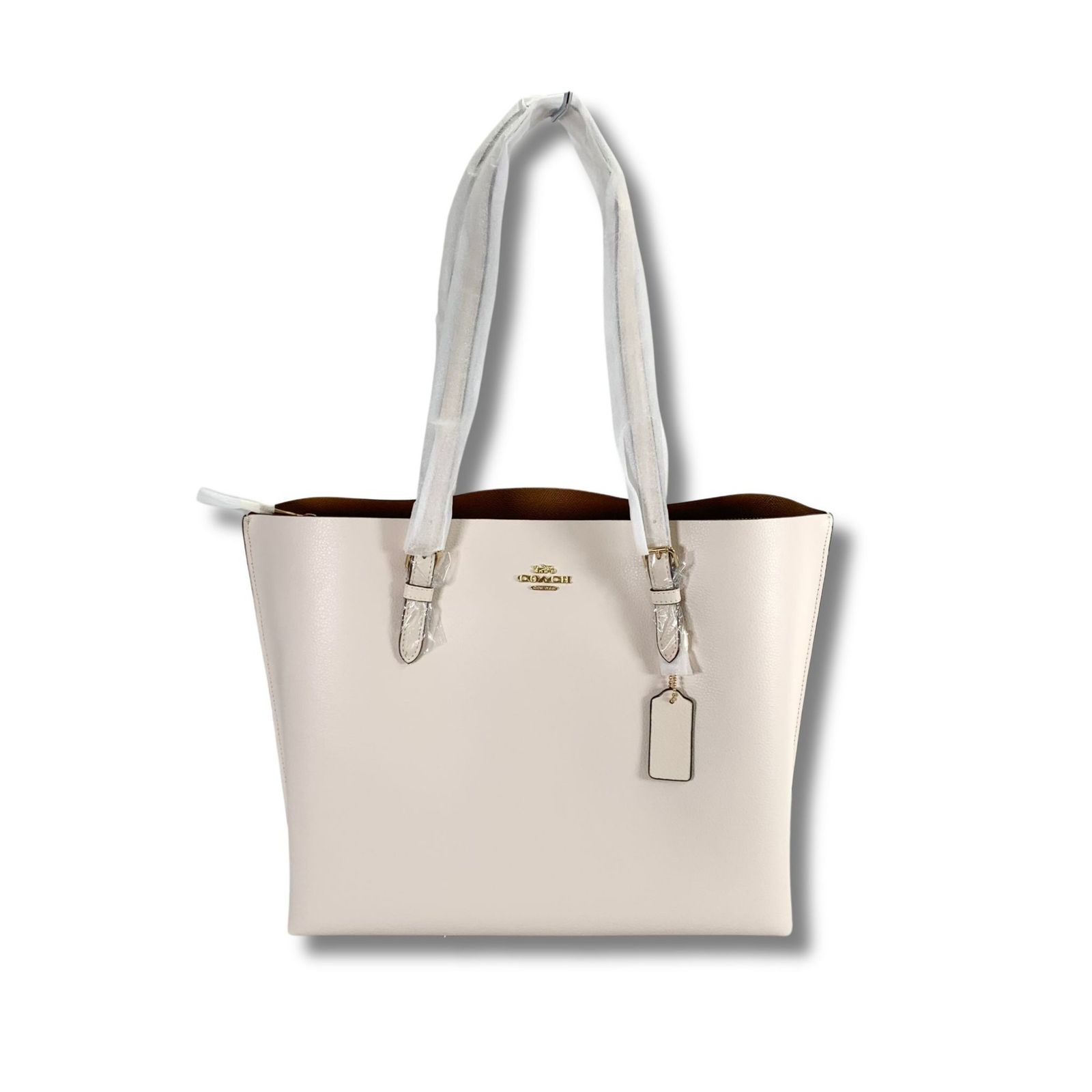 COACH コーチ モリー レザートートバッグ ホワイト ライトブラウン 