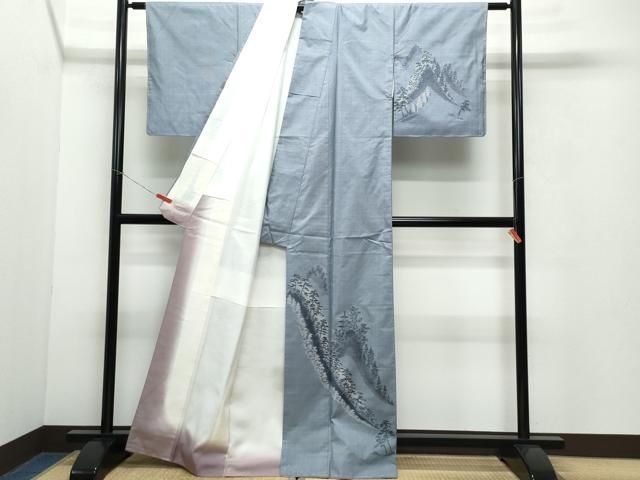 平和屋着物○本場大島紬 訪問着 9マルキ 風景草木文 総絣 正絹 逸品  