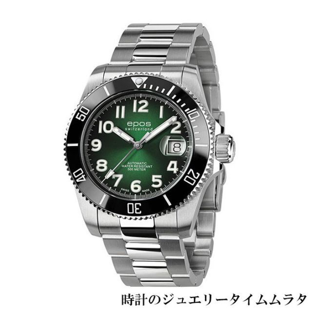 エポス メンズ腕時計 EPOS epos SPORTIVE Diver 3504TIGRM スポーティブ 自動巻 機械式 オートマチック  グリーンダイヤル チタン製 ラグジュアリー メンズウオッチ スイス腕時計 ラッピング無料 手書きのメッセージ - メルカリ