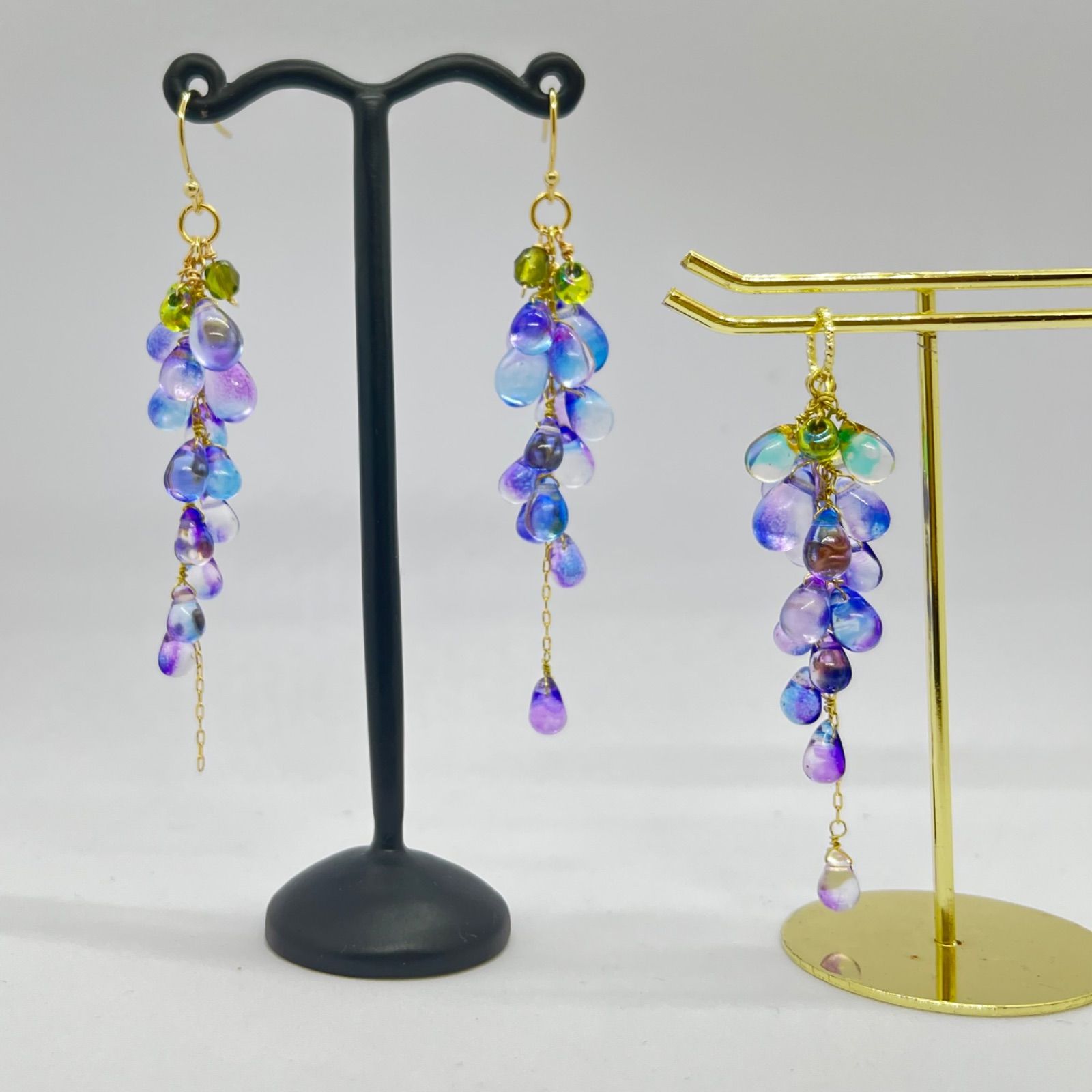 No.192 チェコビーズ 茶色のグラデーションピアス ハンドメイド ビーズ