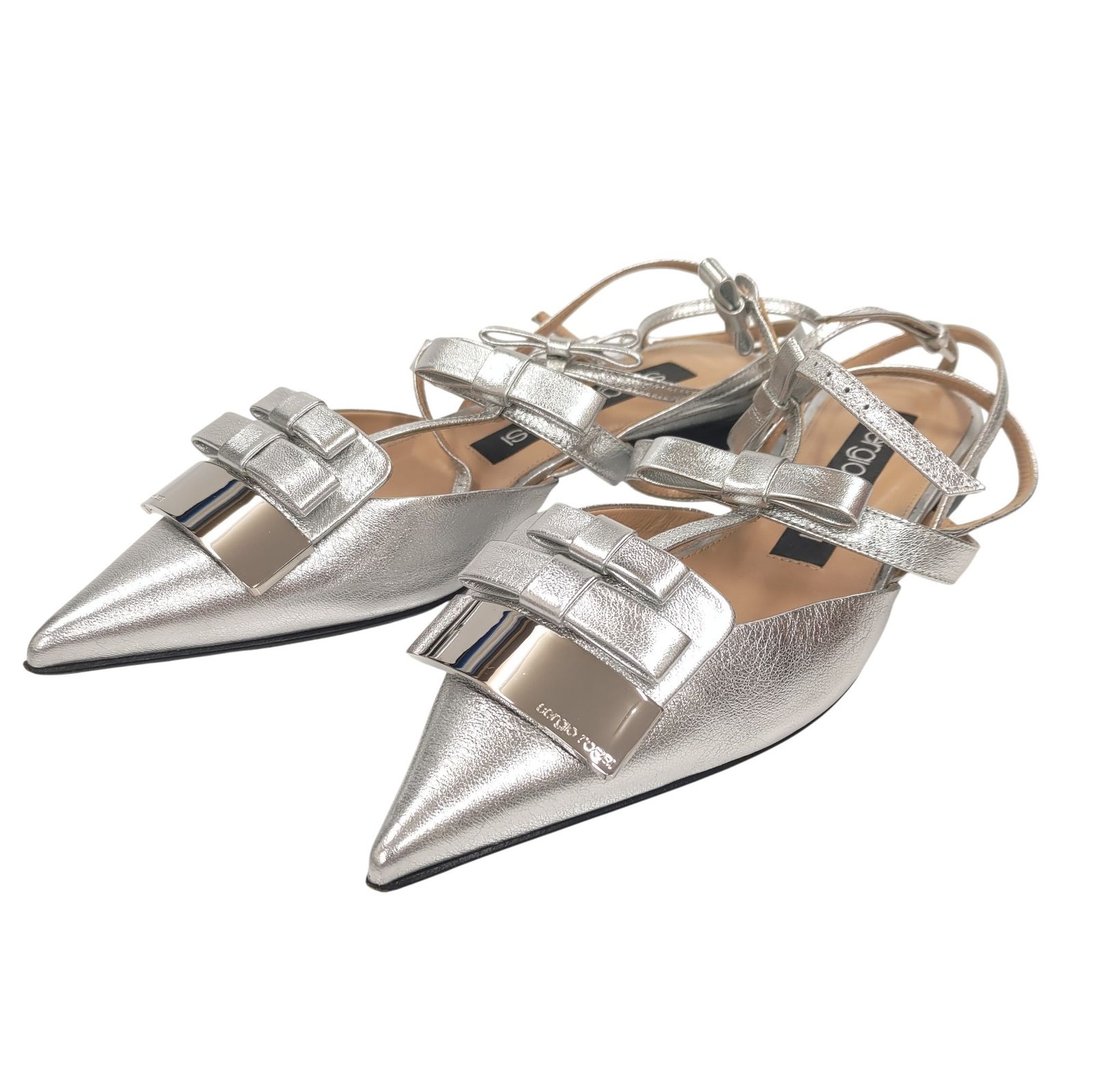 セルジオロッシ Sergio Rossi ミュール シューズ ポインテッドトゥ サイズ37 約23.5cm ストラップ シューズ JA-2