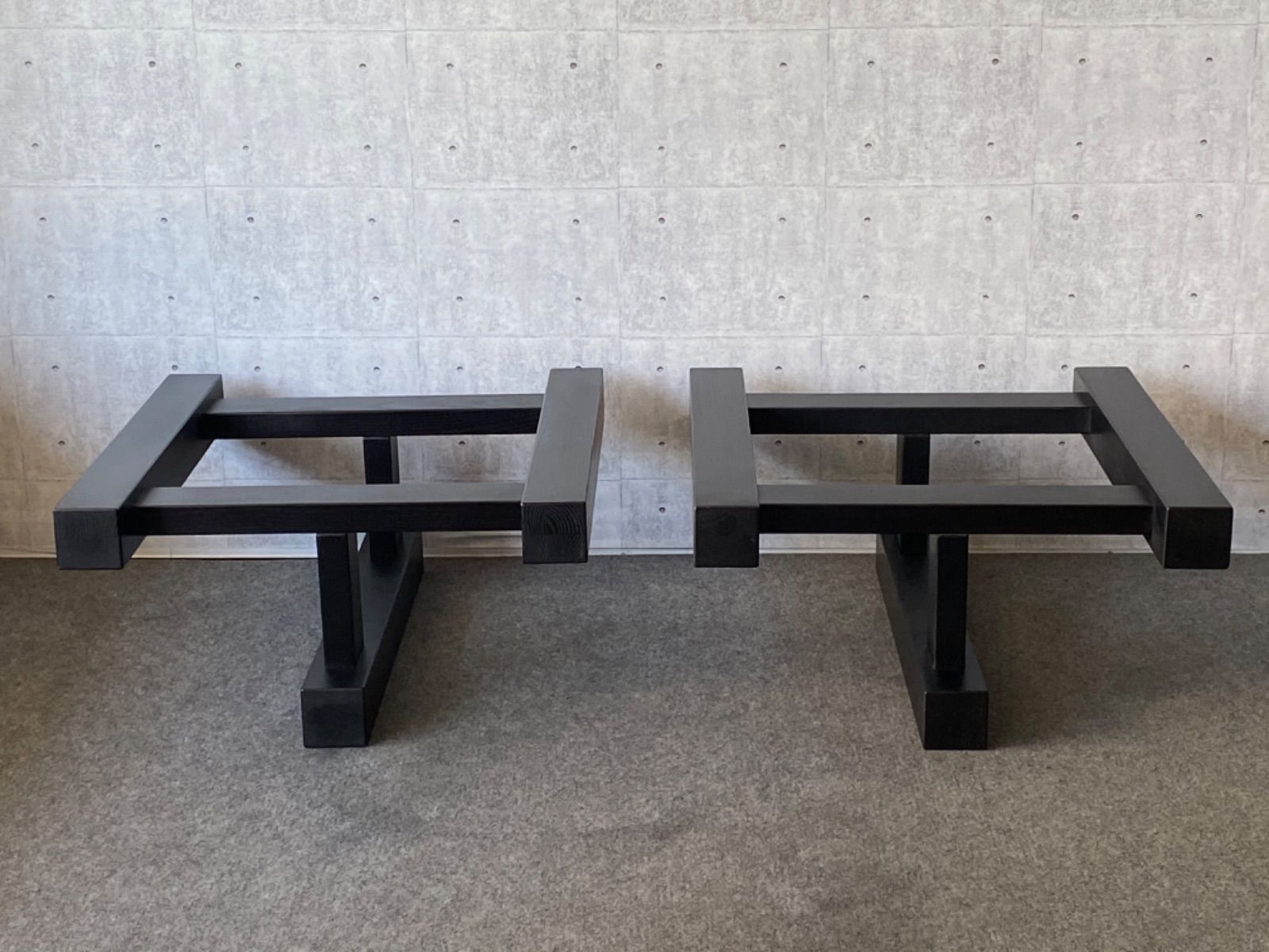 テーブル用脚　黒色　タモ集成無垢　高さ65cm