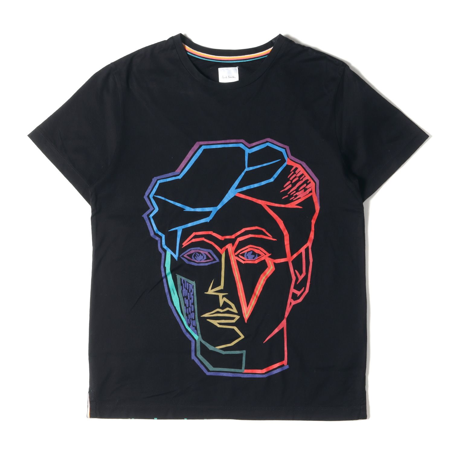Paul Smith ポールスミス Tシャツ サイズ:M フェイスグラフィック プリント 半袖 クルーネック Tシャツ ブラック 黒 カットソー トップス 日本製 ブランド 着回し カジュアル