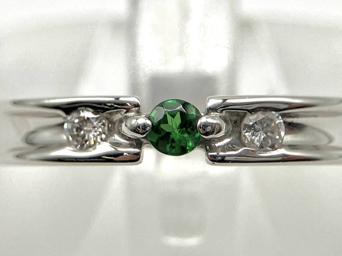 新品仕上済 Pt900 カラーストーン ダイヤモンド デザインリング 12号 10.9g グリーン 緑石 翡翠 ヒスイ プラチナ 指輪 ファッションリング