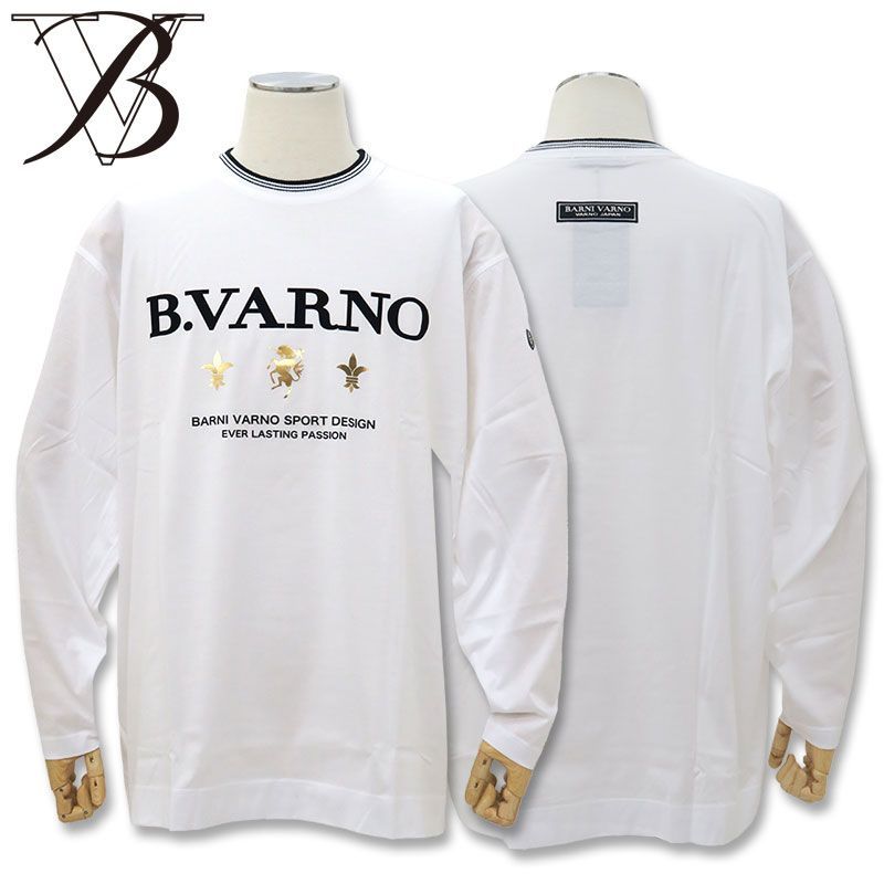 バーニヴァーノ BVロゴ＆ユニコーン刺しゅう 長袖 Tシャツ LL サイズ 白 01 BSS-NTN3034-01-LL BARNI VARNO  ホワイト ロゴ ロンT Tee メルカリ