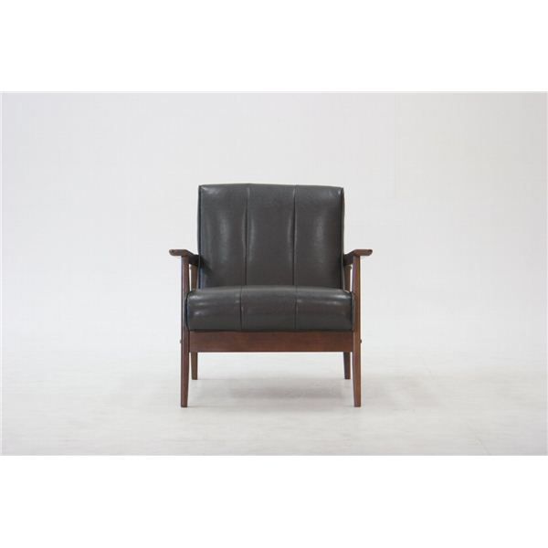 ソファー 1人掛け 幅650mm ダークブラウン 木製 合皮 肘付き 脚付き バイキャストPUソファー ラバーズ リビング ダイニング 代引不可