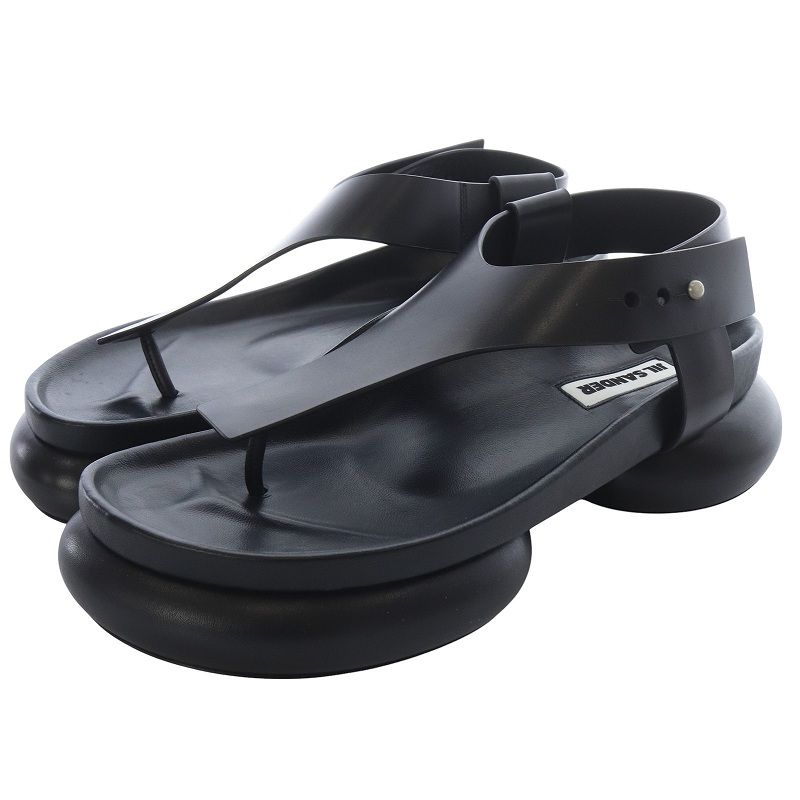 ジルサンダー JIL SANDER BOX LEATHER トングサンダル 39 黒 - メルカリ