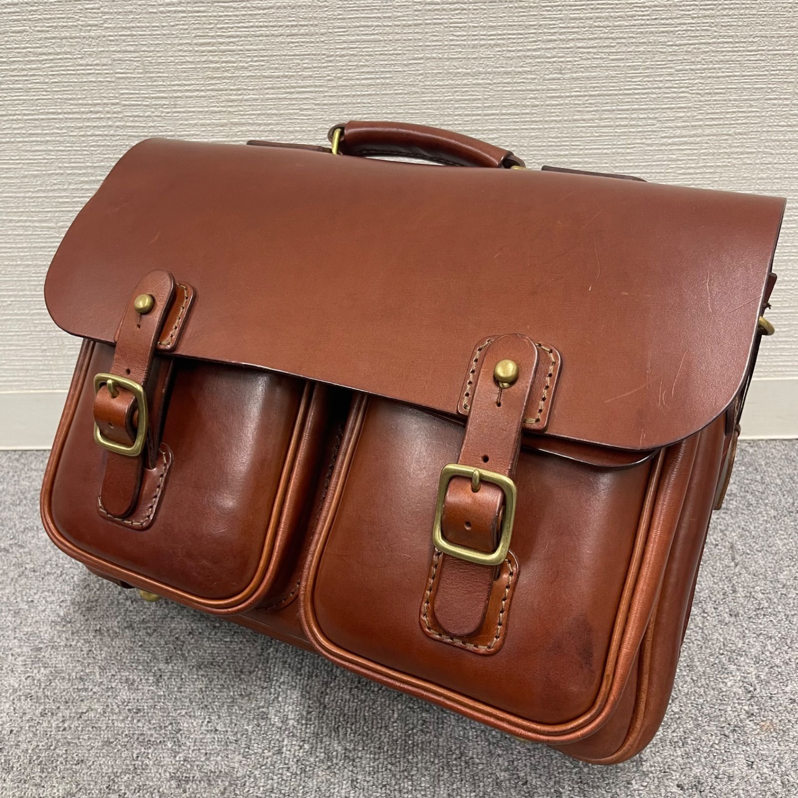 HERZ ヘルツ　ダブルポケットスタンダード3wayバッグ 便利なダブルポケット付きのハードレザービジネス3wayバッグ「革