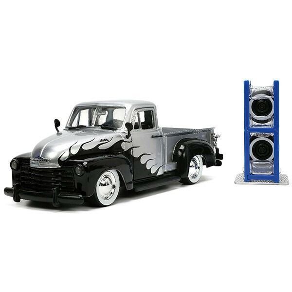JUST TRUCKS ラゲッジラック-ホイール付き 1953 シボレー ピックアップ シルバー ブラックフレイム ミニカー アメリカン雑貨