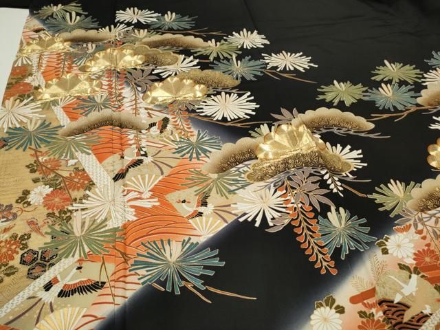 平和屋着物□豪華色留袖 駒刺繍 枝松文 金彩 正絹 逸品 AAAY7602nf