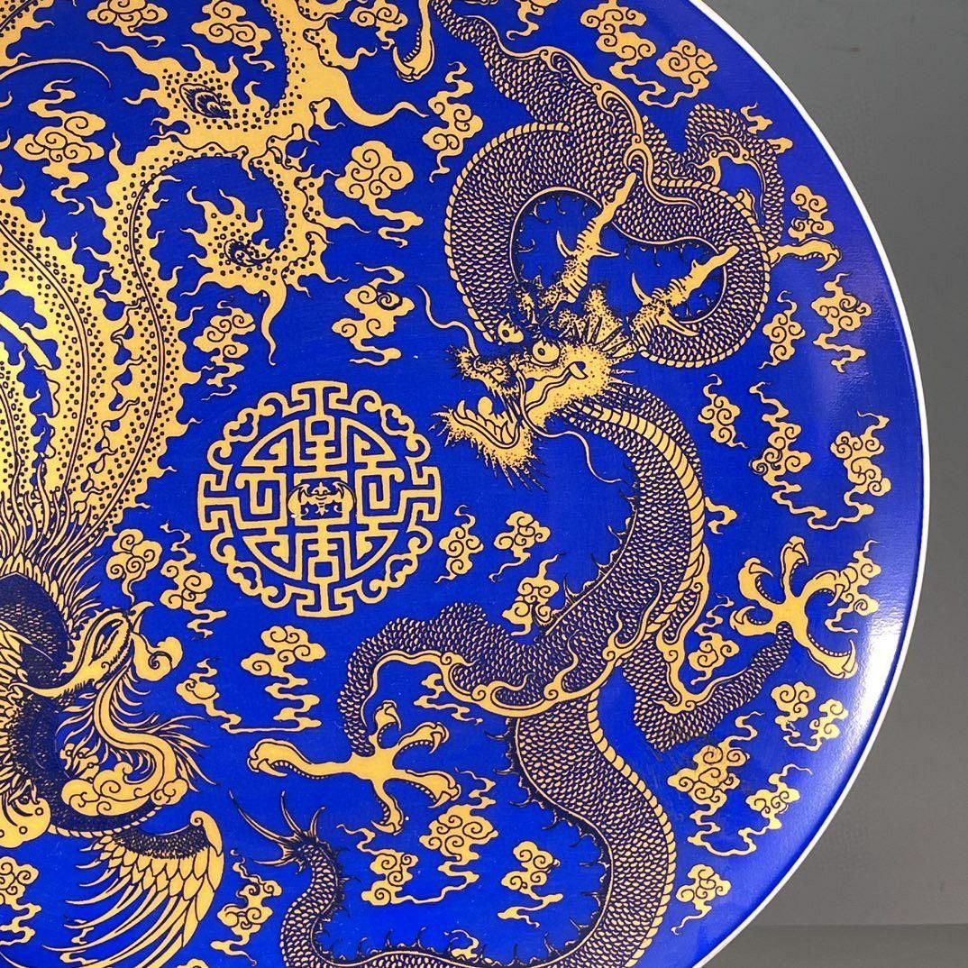 清乾隆帝黄釉浮彫り竜紋碗 景徳鎮 陶磁器 装飾品 工芸品 美術品 置物 藍釉黄龍鳳賞盤 景徳鎮 陶磁器 装飾品 現代工芸品 美術品 置物