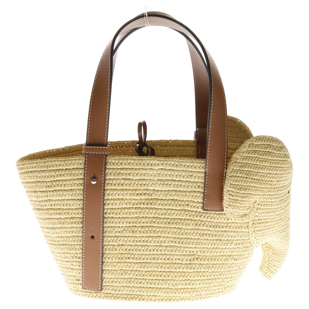 LOEWEロエベバスケットスモールラフィア×レザーハンドバッグ