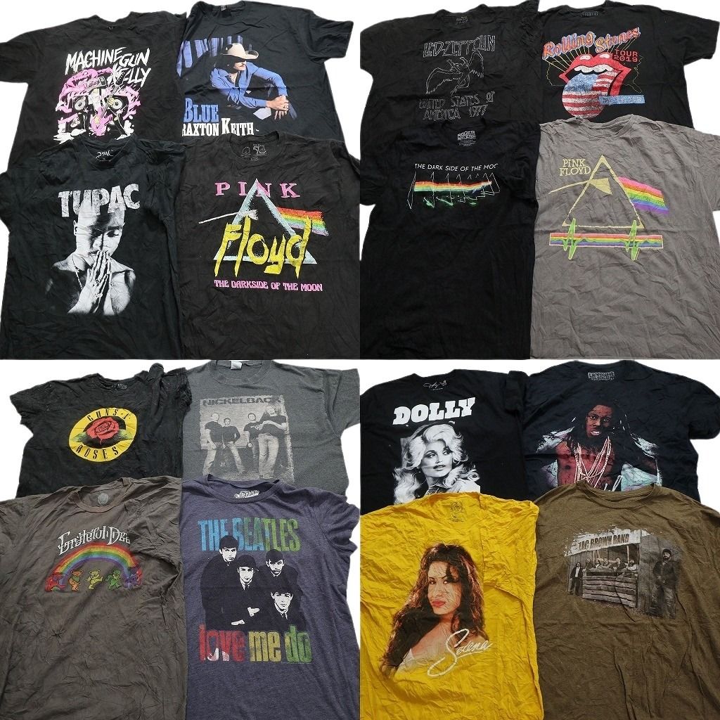 古着卸 音楽 バンド 半袖Tシャツ 16枚セット メンズ XL ローリングストーンズ ツーパック ピンクフロイド 古着 NA9181