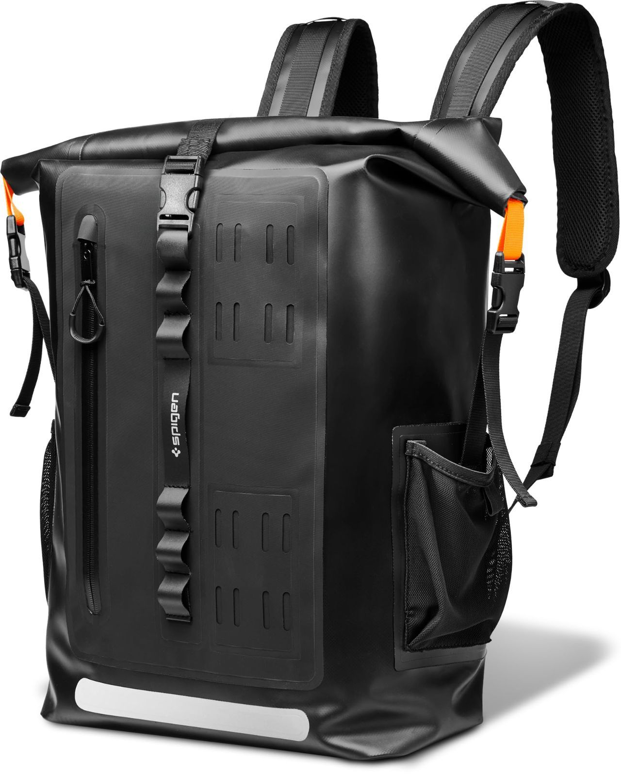 ビッグサイズ ドライバッグ 35L 大容量 4つのポケット付き 防水リュック 反射素材採用 IPX6 防水バックパック Spigen A650 AMP07875 ブラック