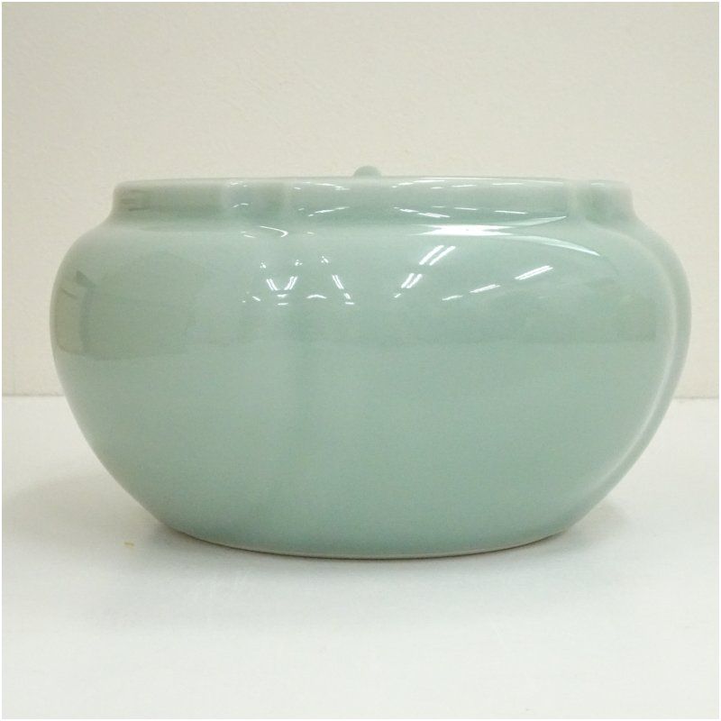 茶道具 陶古作 青磁 捻梅水指 共箱 / 茶事 茶道具 茶道具 陶古作 青磁 捻梅水指 共箱 / 茶事 茶道具