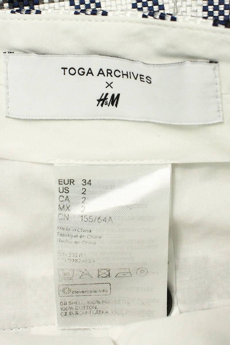 トーガ ×エイチアンドエム H&M チェック柄ポリエステルロングパンツ